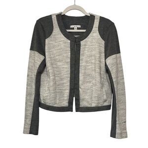 CAbi Two-Tone Open Front Cardigan Blazer in Gray & Cream Tweed Size Medium